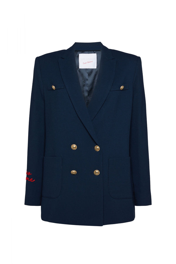 Double-Breasted Blazer in Crepe